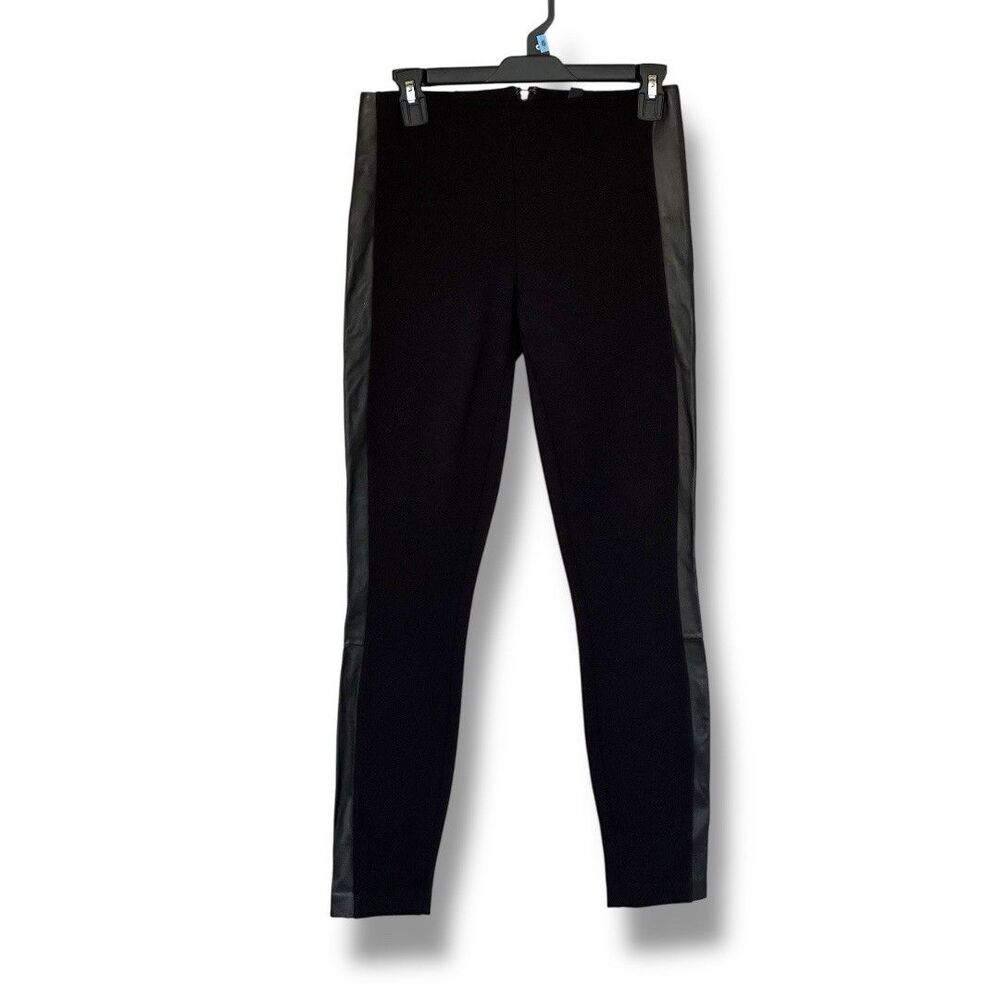 J Crew Women’s Rear Zip Leather Trimmed Ponte Knit Skinny Pants. Women's Size 0